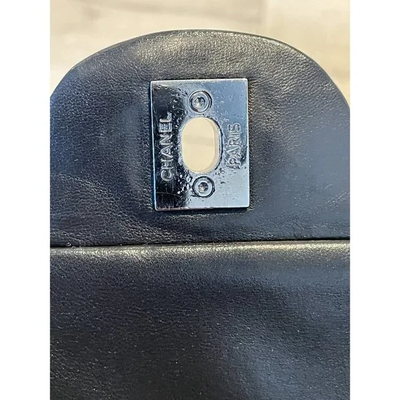 Authentic Chanel Black Quilted Lambskin Leather 3 Accordion Flap Bag - Picture 10 of 11